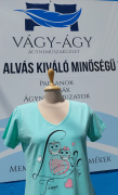 Rövid ujjú almazöld színű hálóing, bagoly mintával